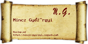 Mincz Györgyi névjegykártya